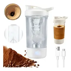 KUANGYE - Vaso Shaker Mezcador De Proteina Recargable Para Deportes Blanco