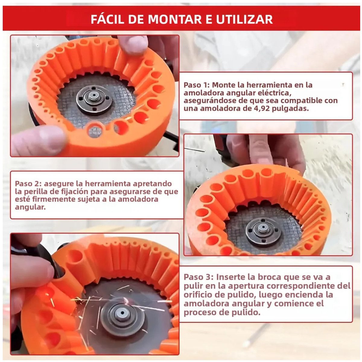 Afilador De Brocas Multiusos Compatible Con Amoladoras Angular 125 mm, marca KUANGYE - Foto 2