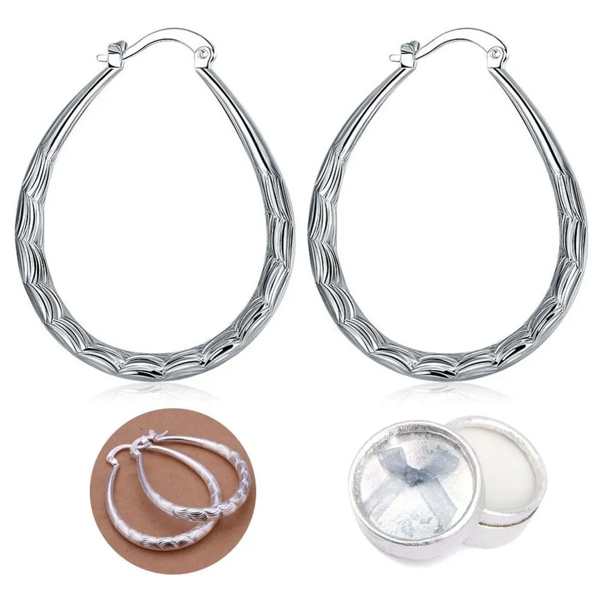 GENERICO - Argollas Aros De Bañado en plata Elegante De Mujer