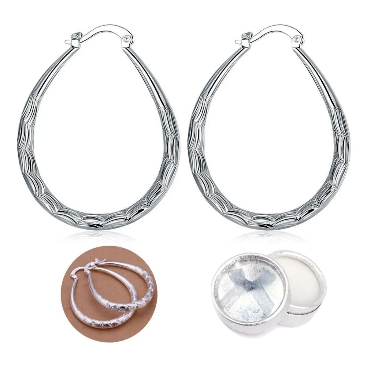 GENERICO - Argollas Aros De Bañado en plata Elegante De Mujer