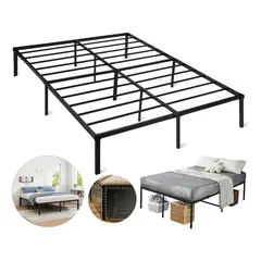 EVERSO - Base De Cama De Metal 2 Plazas 150x190x35cm Negro