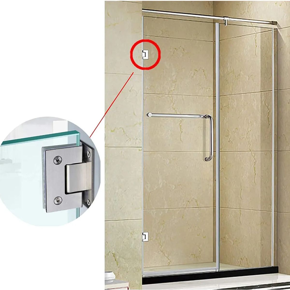 KUANGYE - 90 Grados Bisagra Puerta Ducha Vidrio 8 A 12mm Muro A Vidrio