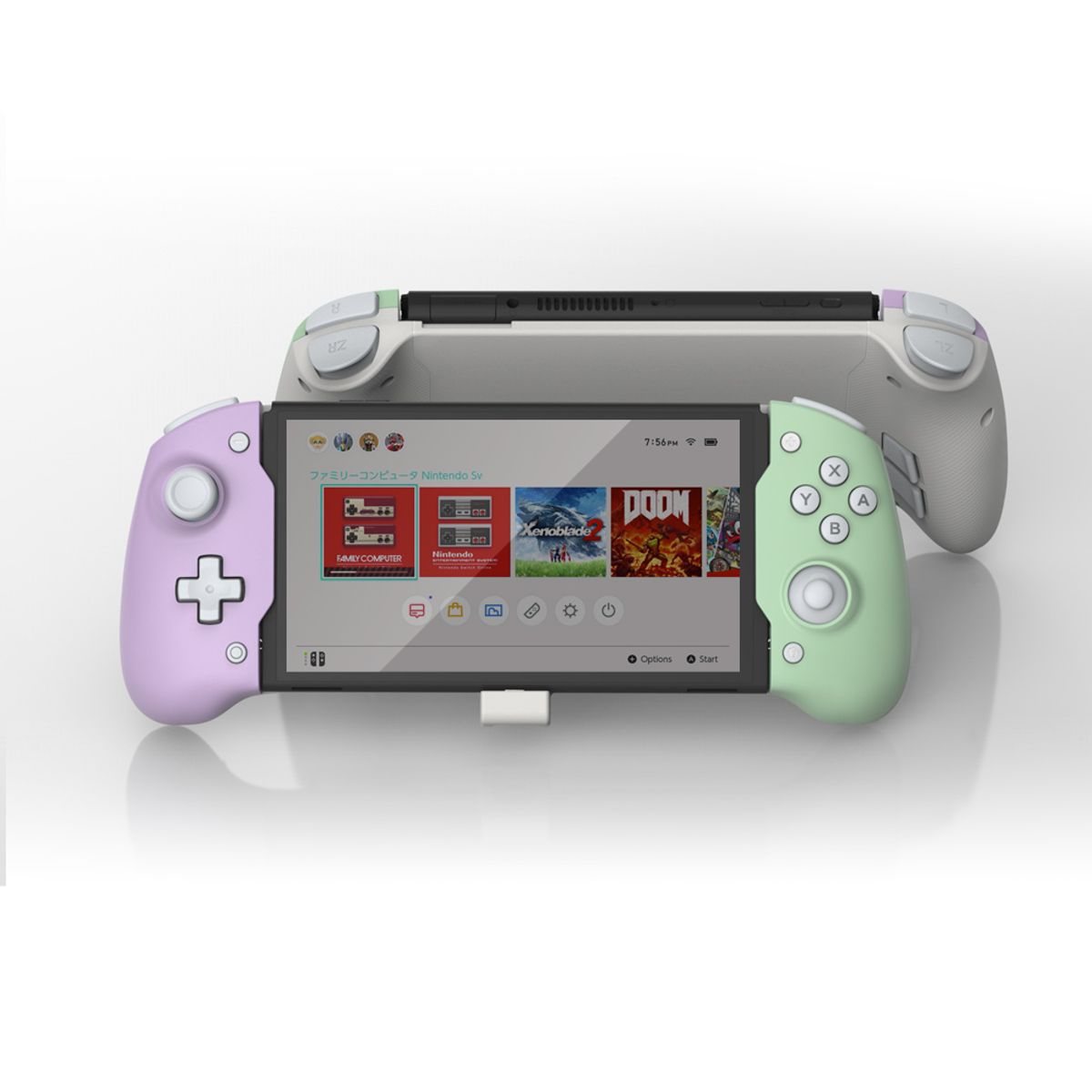 DOBE - DOBE Mando Grip  para Switch/OLED  Color Morado verde Conexión Directa  TypeC  Turbo  6 Ejes