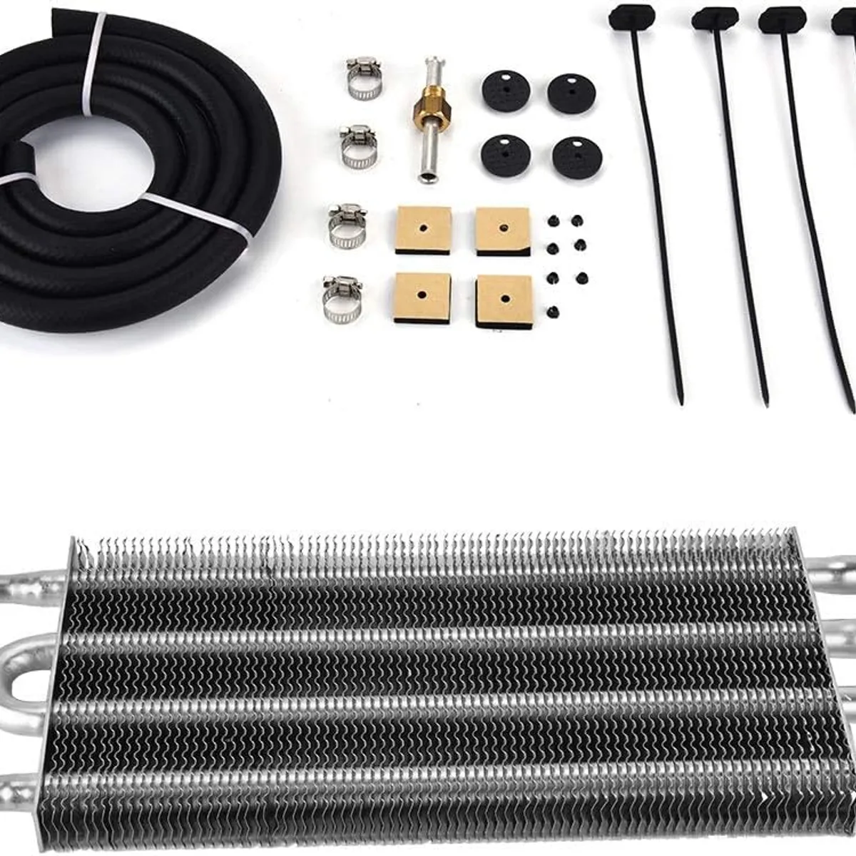 KUANGYE - Kit Enfriador Aceite De Transmisión Remota 4 Filas Para Automóvil Convertidor Radiador Automanual