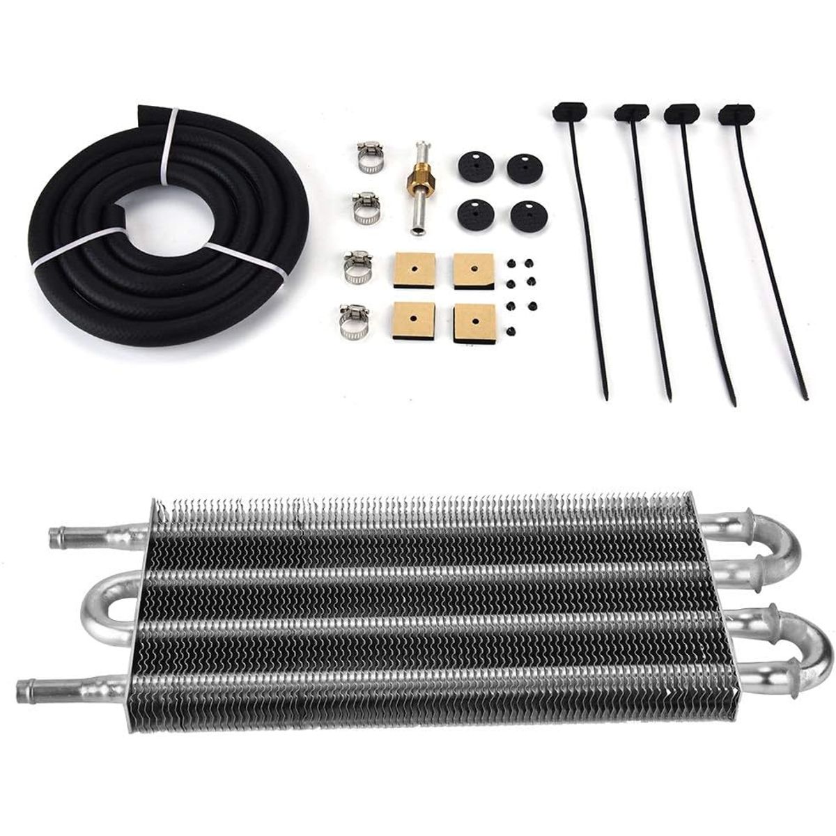 KUANGYE - Kit Enfriador Aceite De Transmisión Remota 4 Filas Para Automóvil Convertidor Radiador Automanual