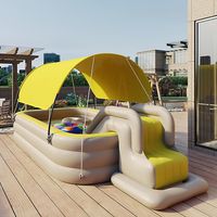 Piscina inflable para niños y adultos con tobogán y sombrilla