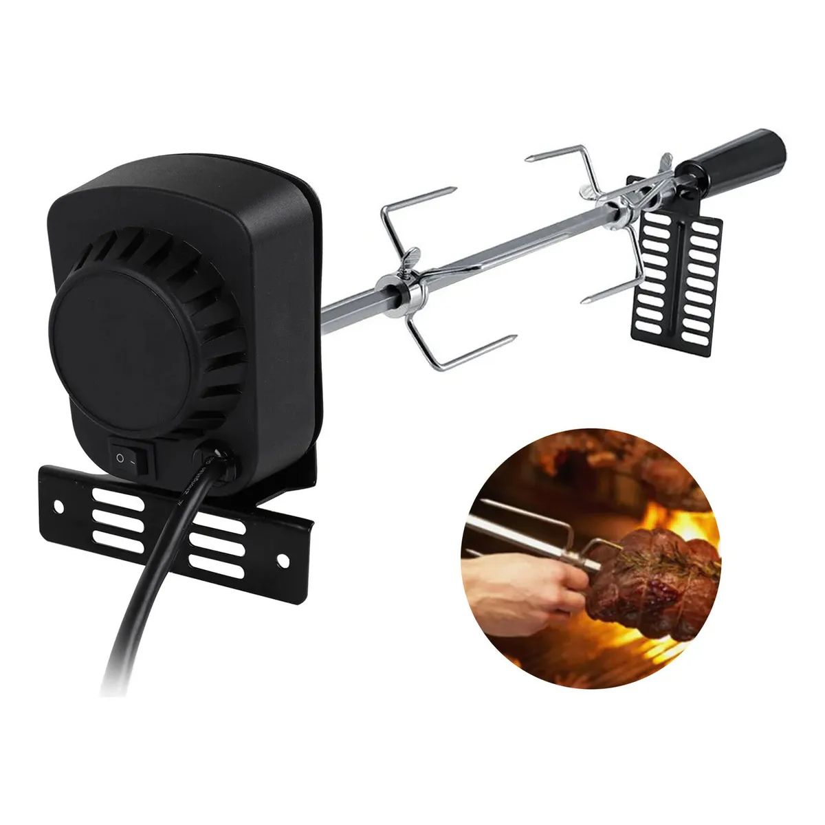 GENERICO - Kit De Asador De Parrilleros Con Motor Electrico 15kg