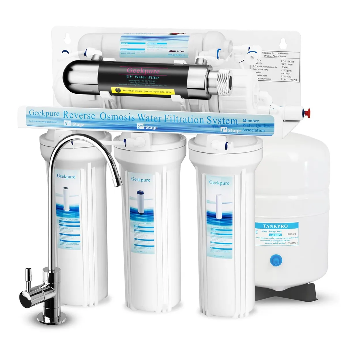 BLUEDREAMER - Sistema De Filtración De Agua De Osmosis Inversa 5 Etapas