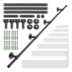 EVERSO - Barandal De Pasamanos De Tubo Escaleras Profesionales 3m - Negro