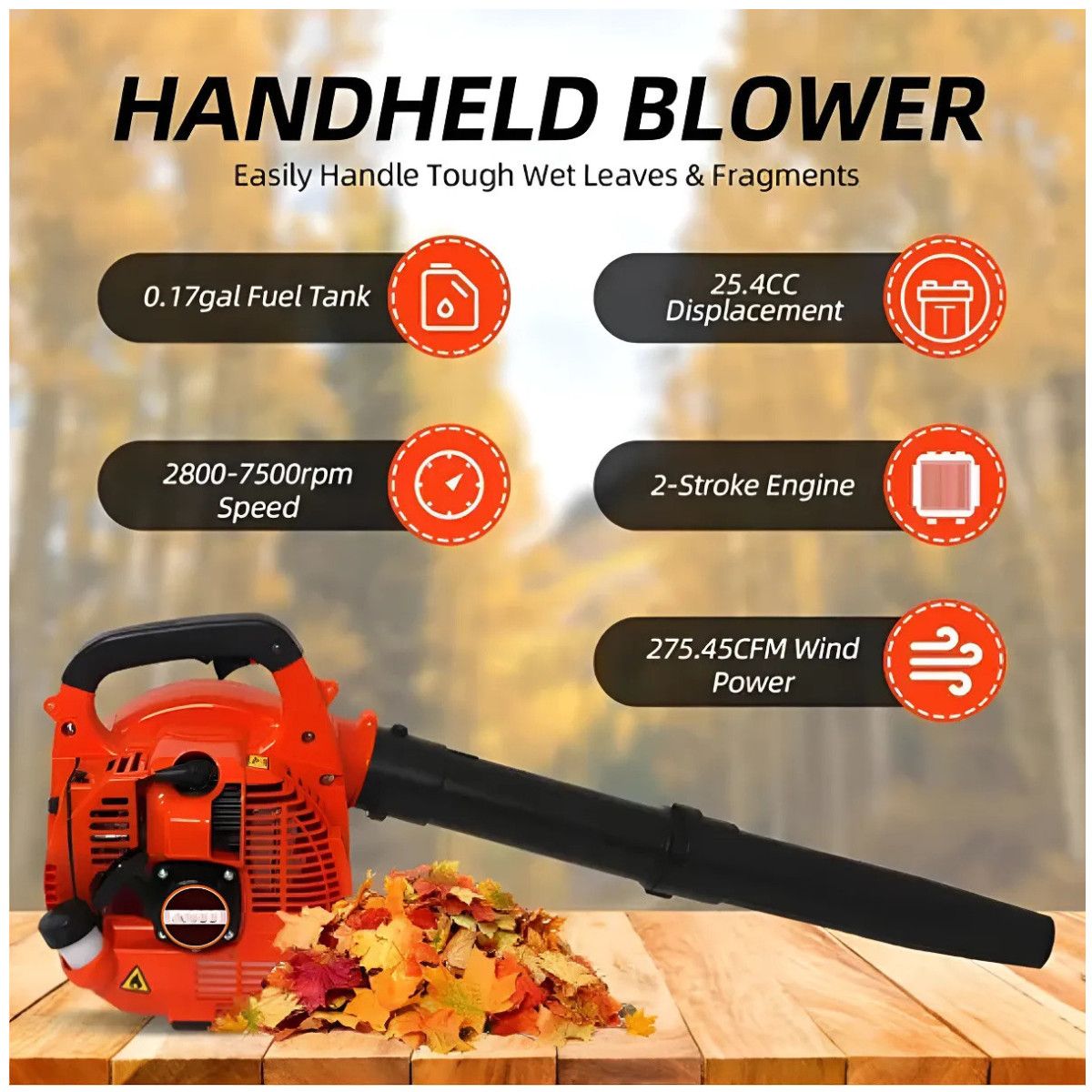 KUANGYE - Sopladora Motor A Gasolina 2t Tipo A Mano 26cc Soplador De Hojas