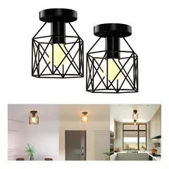 AIZO - Pack De 2 Lámparas De Techo Jaula Metálica Con Casquillo E27