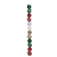 MIRO - Esferas navideñas 12un 8cm rojo blanco verde escarcha