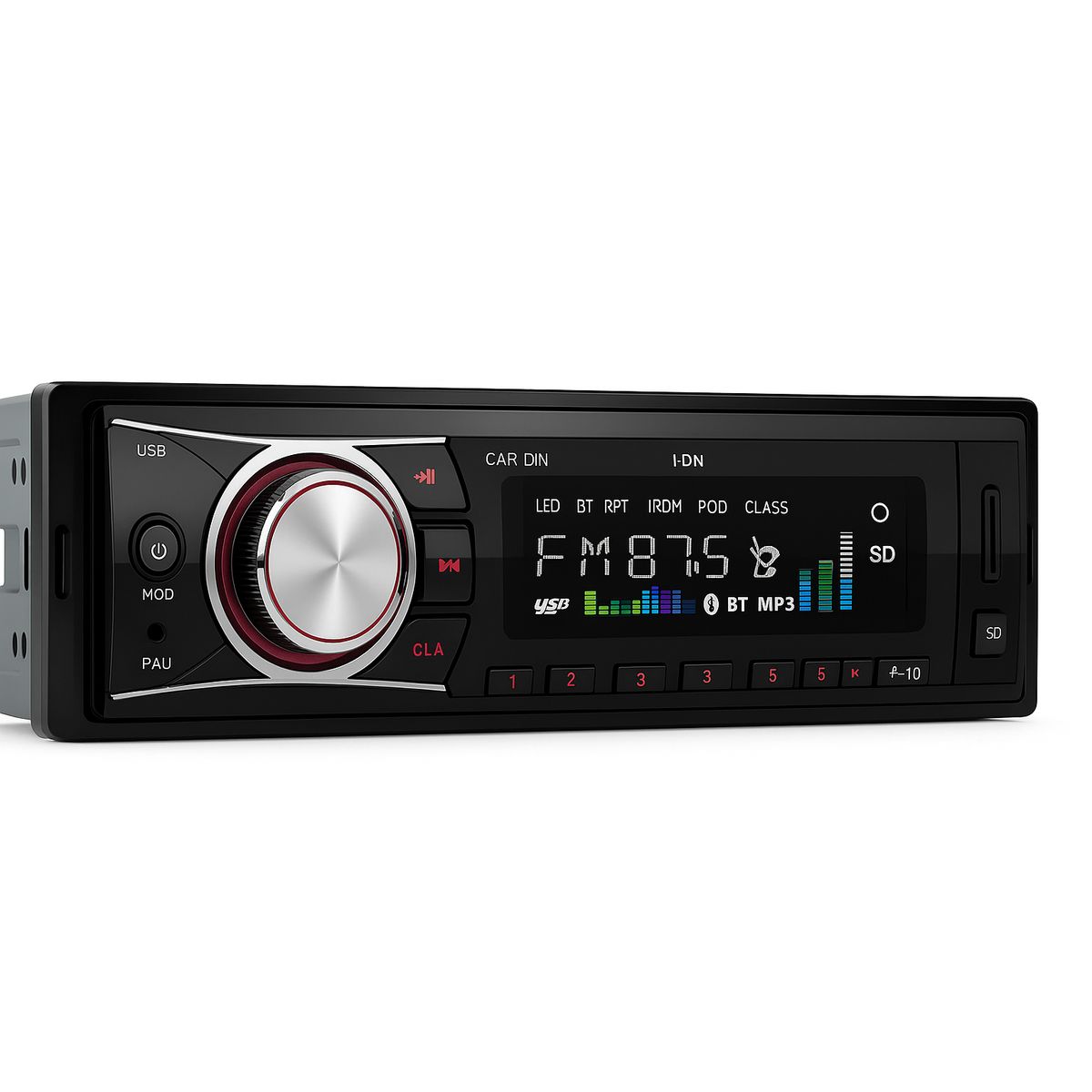 GENERICO - Radio Auto 1 DIN Bluetooth - MP3 USB Aux SD - Manos Libres - Pantalla Digital