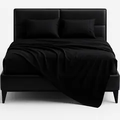 ARMONIA - Sábana 1½ Plazas 800 Hilos Liso Negro v5 7EF