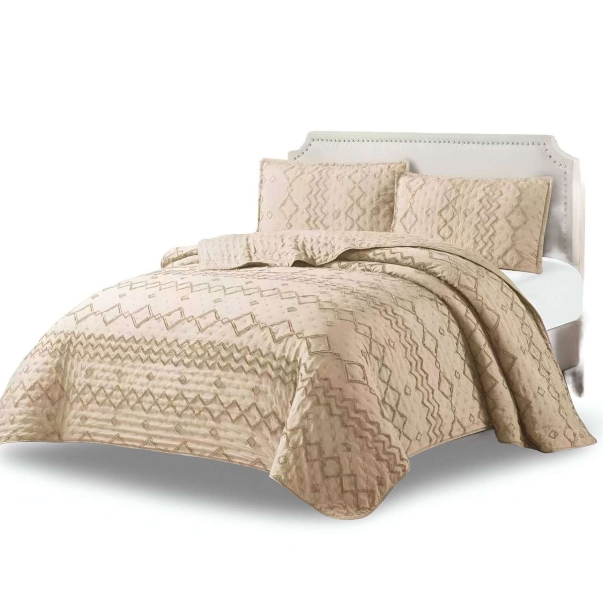 GENERICO - CUBRECAMA QUILT TUFTING DE LUJO SUAVE PLAZA Y MEDIA