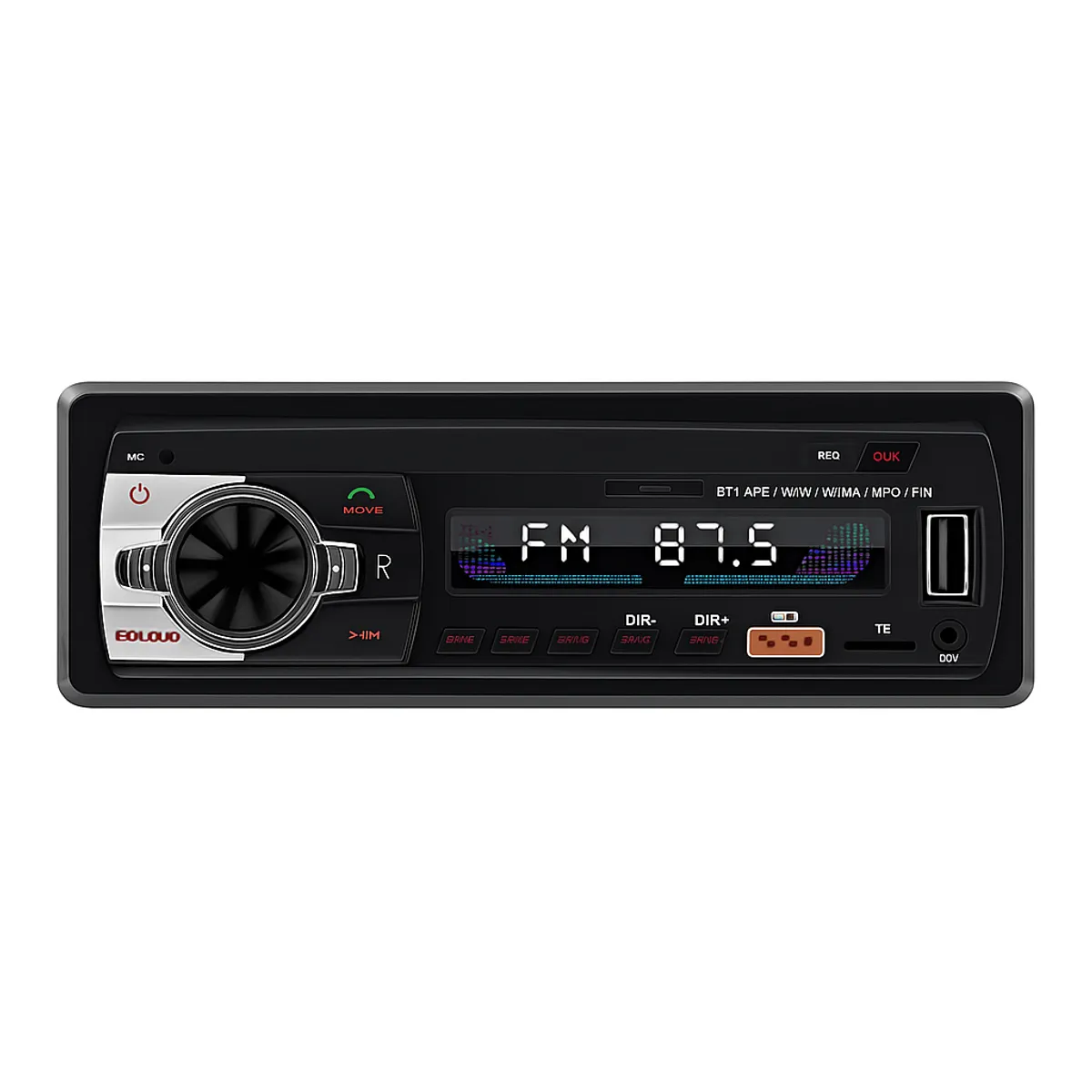 GENERICO - Radio Auto 1 DIN Bluetooth - 4x60W MP3 USB MicroSD Aux - Panel Desmontable