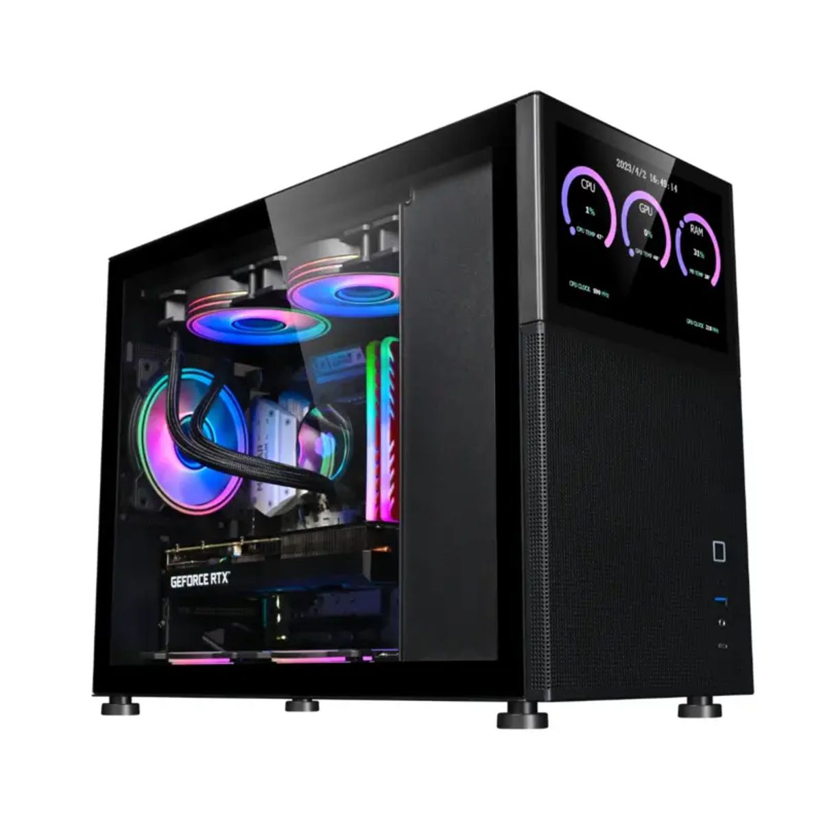 KRONOS - Gabinete Kronos Magic Pantalla Modular mATX USB 3.0 Vidrio Negro