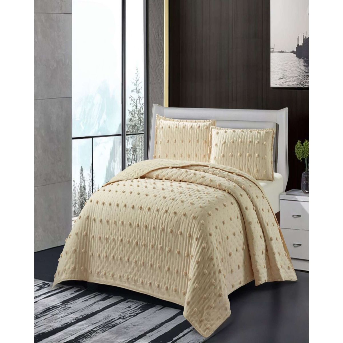 GENERICO - COBERTOR COLCHA QUILT TUFTING DE LUJO SUAVE 2 PLAZAS