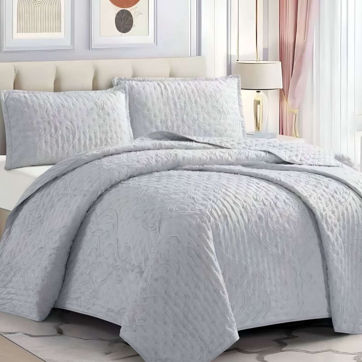 GENERICO - COBERTOR COLCHA QUILT TUFTING DE LUJO SUAVE PLAZA Y MEDIA