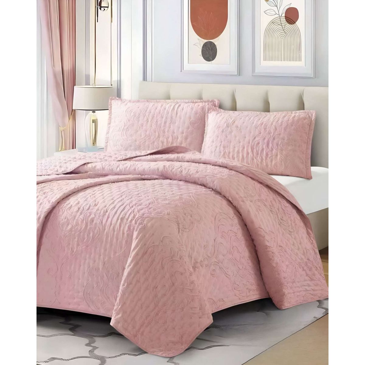 GENERICO - COBERTOR COLCHA QUILT TUFTING DE LUJO SUAVE 2 PLAZAS