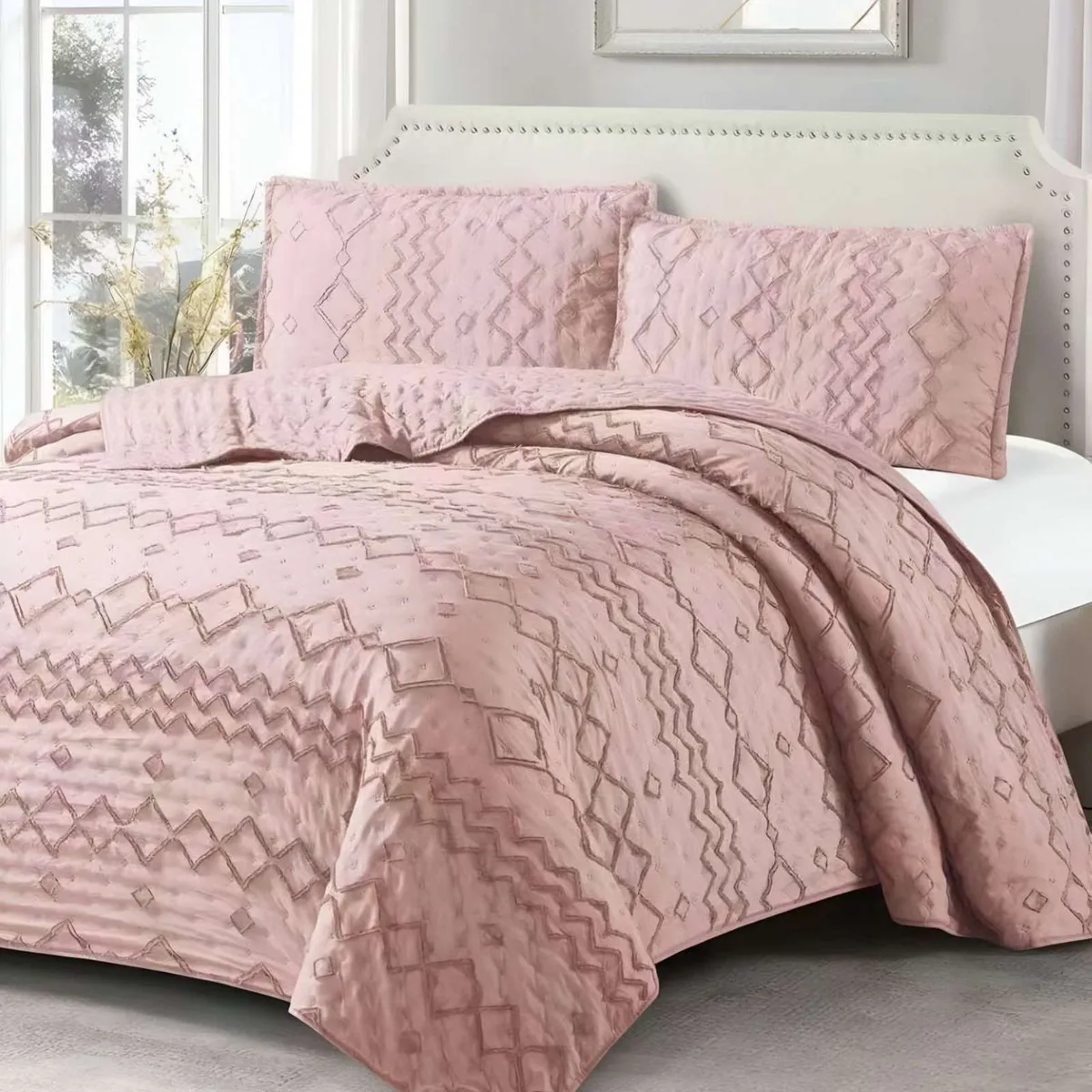 GENERICO - COBERTOR COLCHA QUILT TUFTING DE LUJO SUAVE 2 PLAZAS