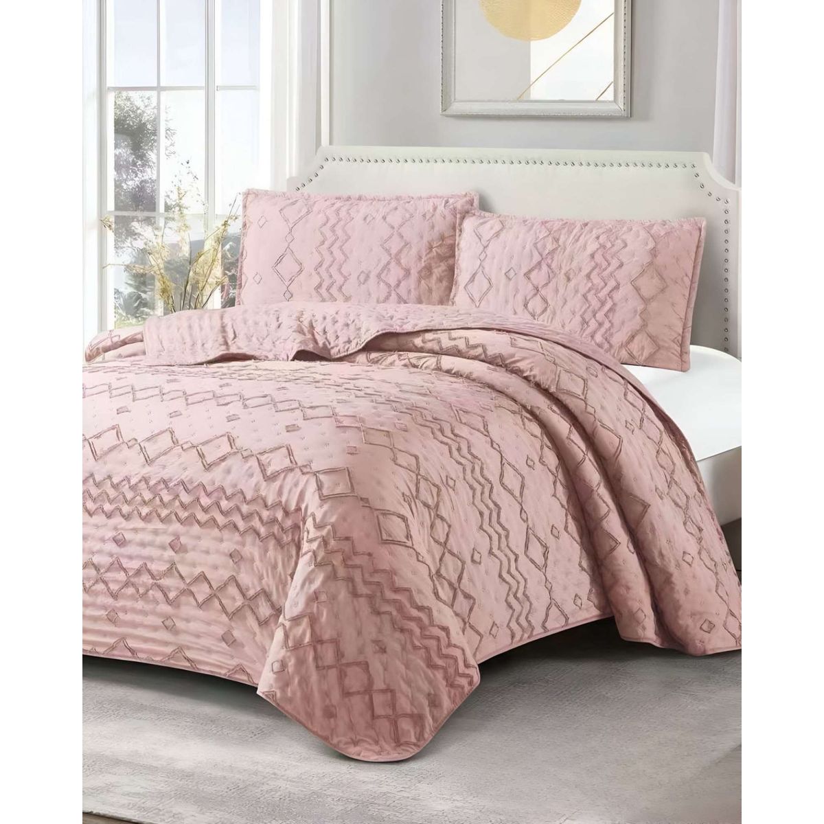 GENERICO - COBERTOR COLCHA QUILT TUFTING DE LUJO SUAVE 2 PLAZAS