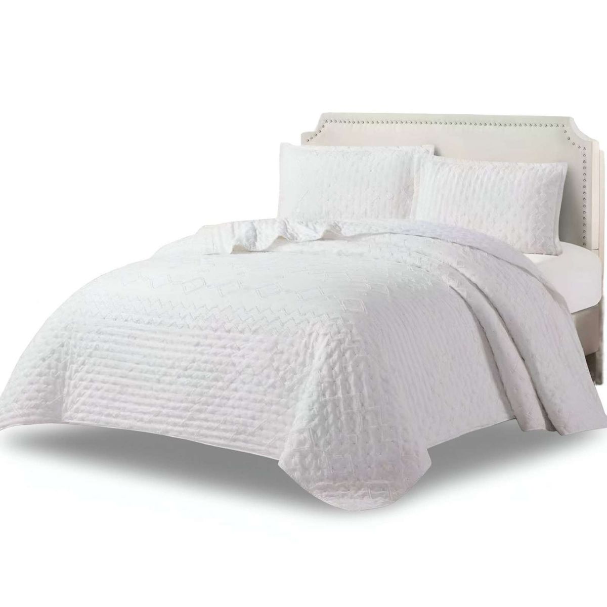 GENERICO - CUBRECAMA QUILT TUFTING DE LUJO SUAVE PLAZA Y MEDIA