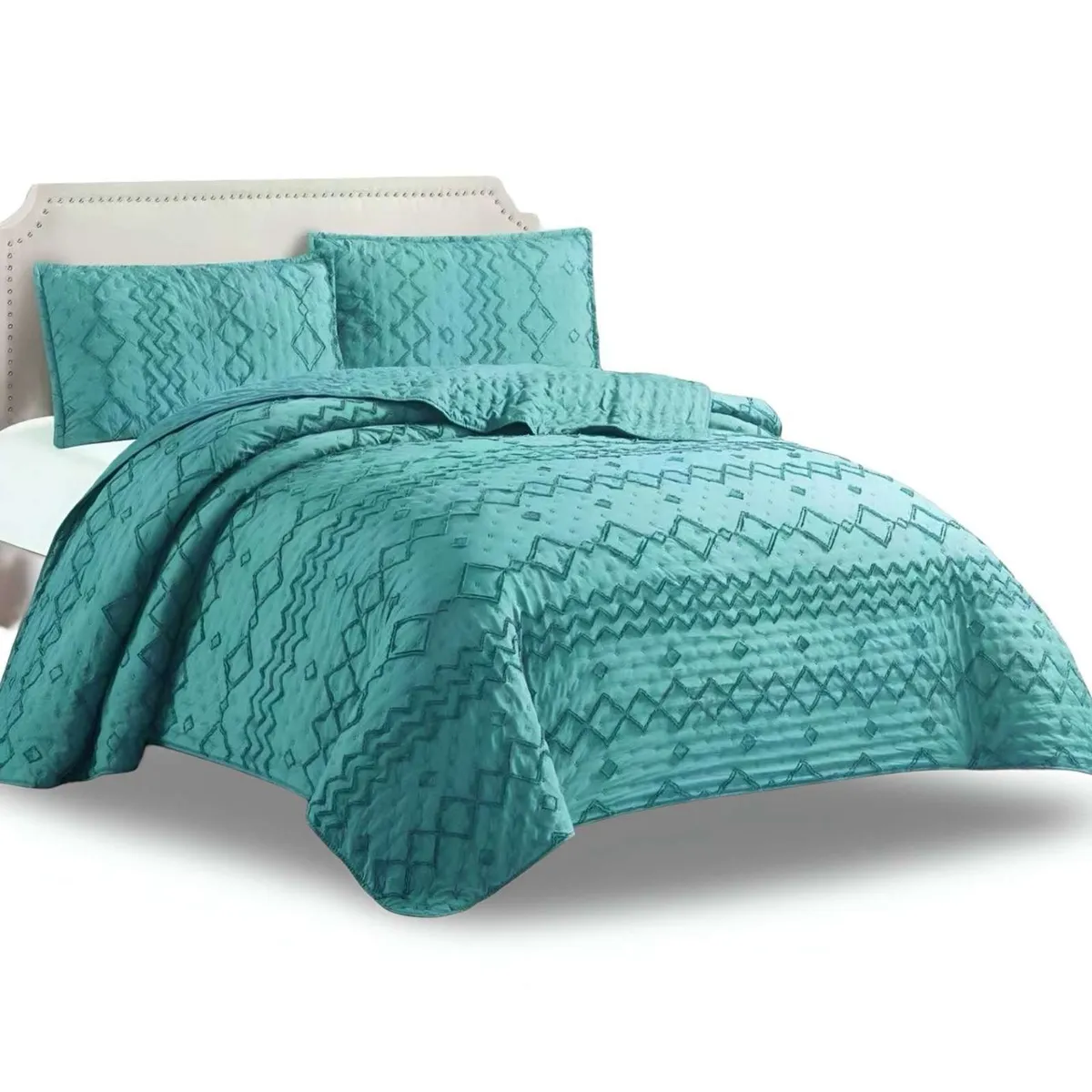 GENERICO - CUBRECAMA QUILT TUFTING DE LUJO SUAVE PLAZA Y MEDIA