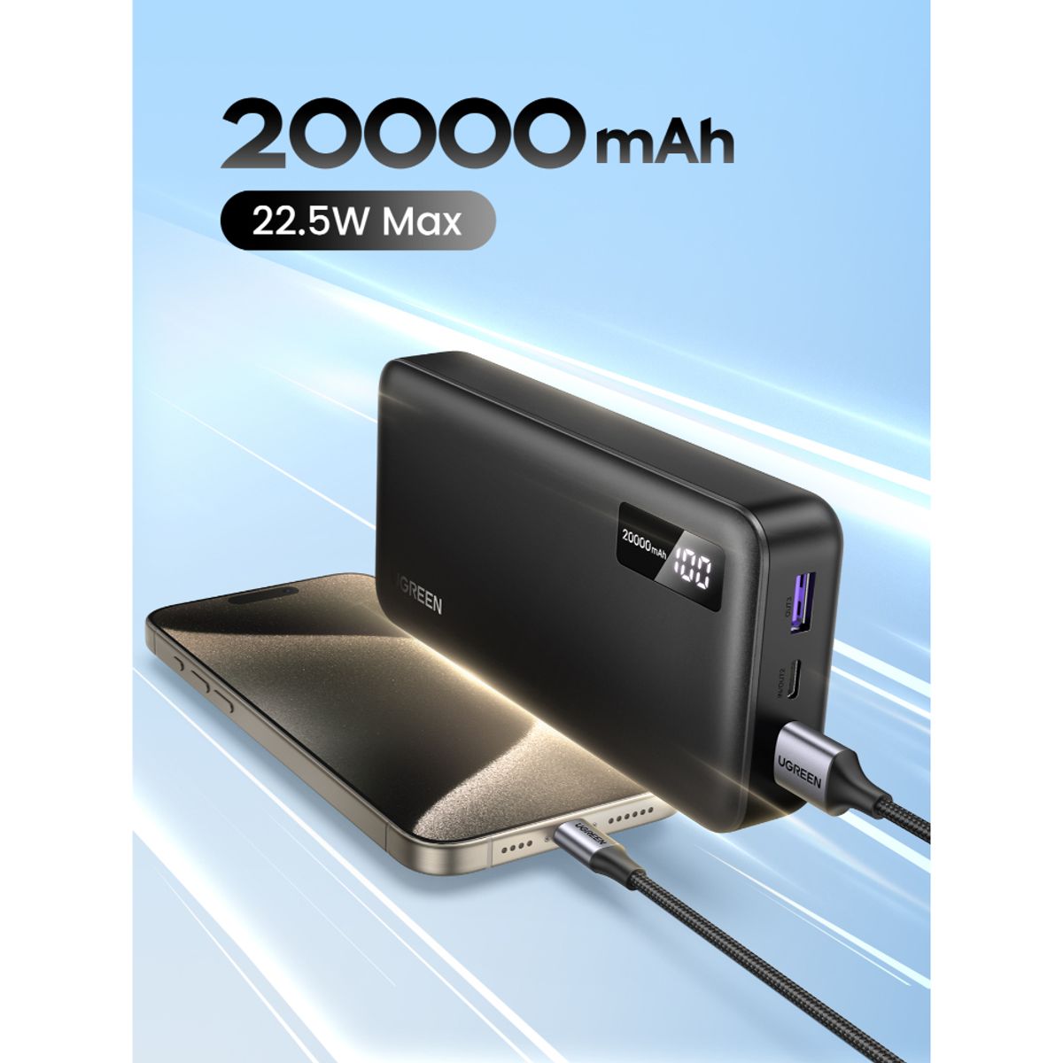 UGREEN - Power Bank 20000Mah Pd 20W 1Usb-C+1Usb-A Ugreen Pb312