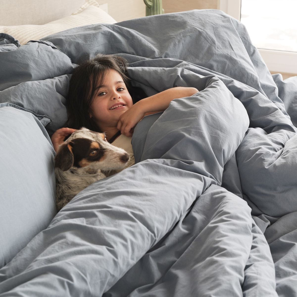 NATURALINO - Funda Plumón Percal Super King Petroleo