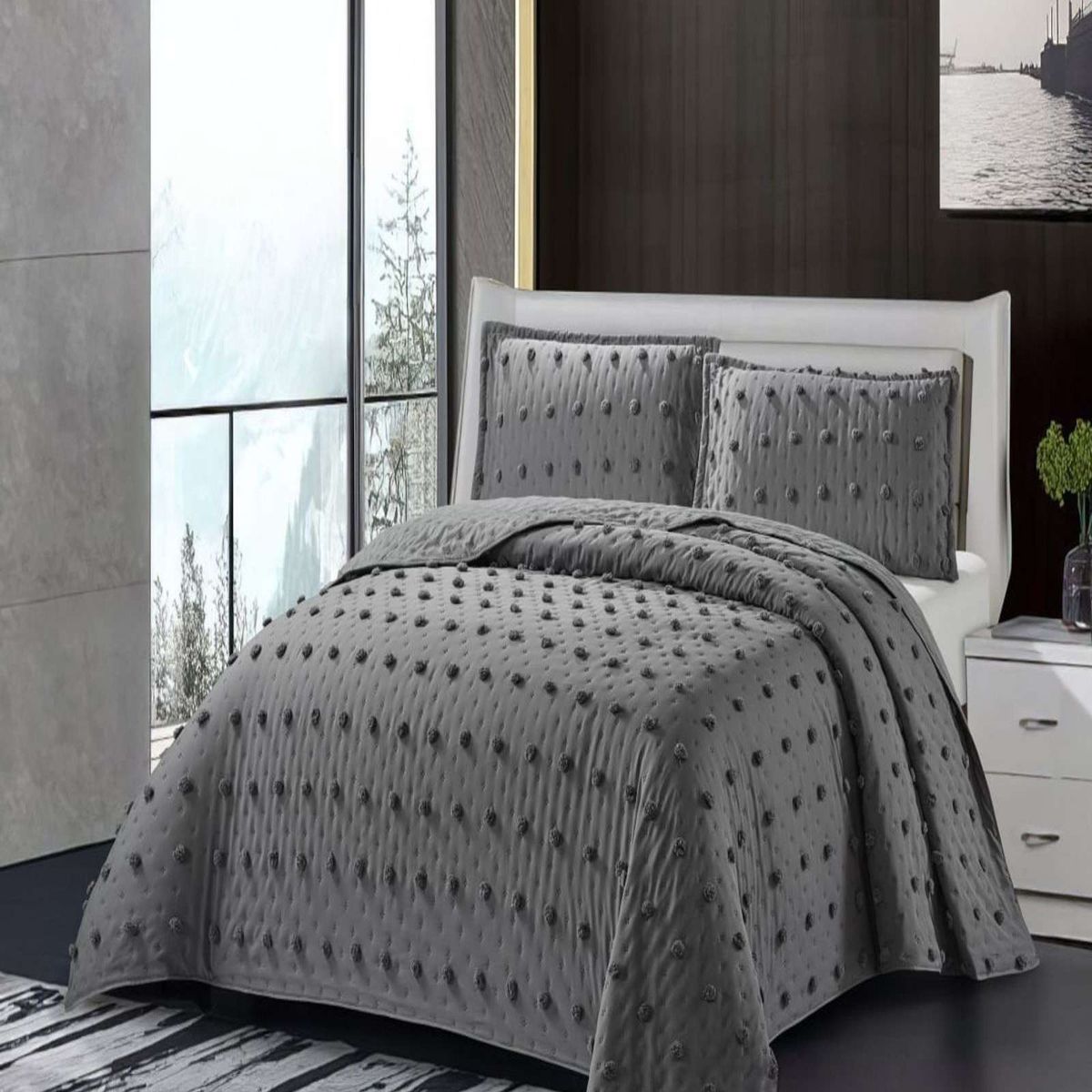 GENERICO - COBERTOR COLCHA QUILT TUFTING DE LUJO SUAVE 2 PLAZAS