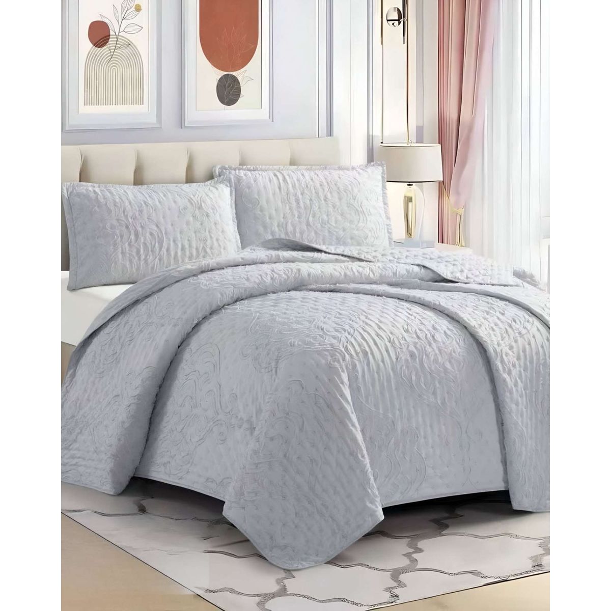 GENERICO - COBERTOR COLCHA QUILT TUFTING DE LUJO SUAVE PLAZA Y MEDIA
