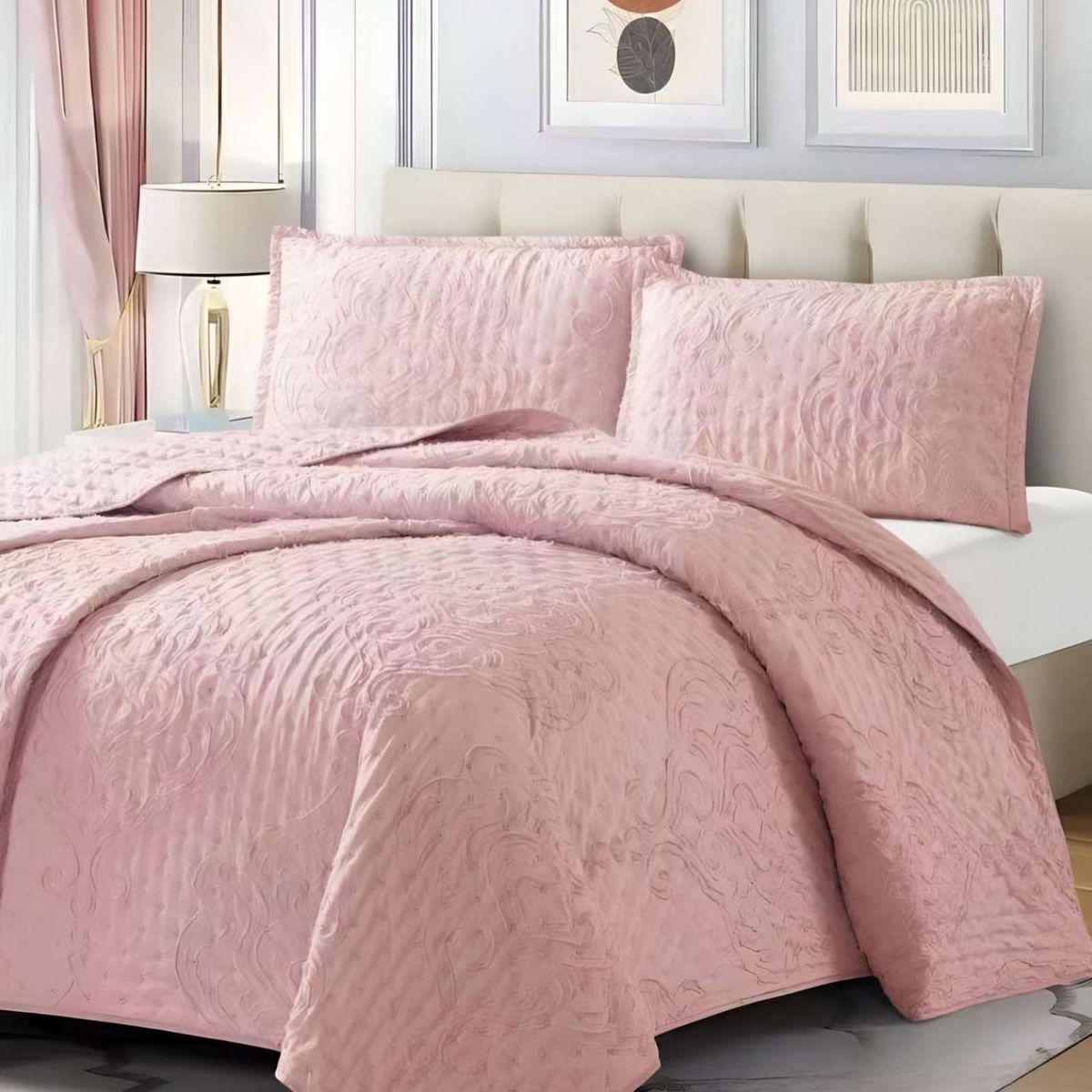 GENERICO - COBERTOR COLCHA QUILT TUFTING DE LUJO SUAVE 2 PLAZAS