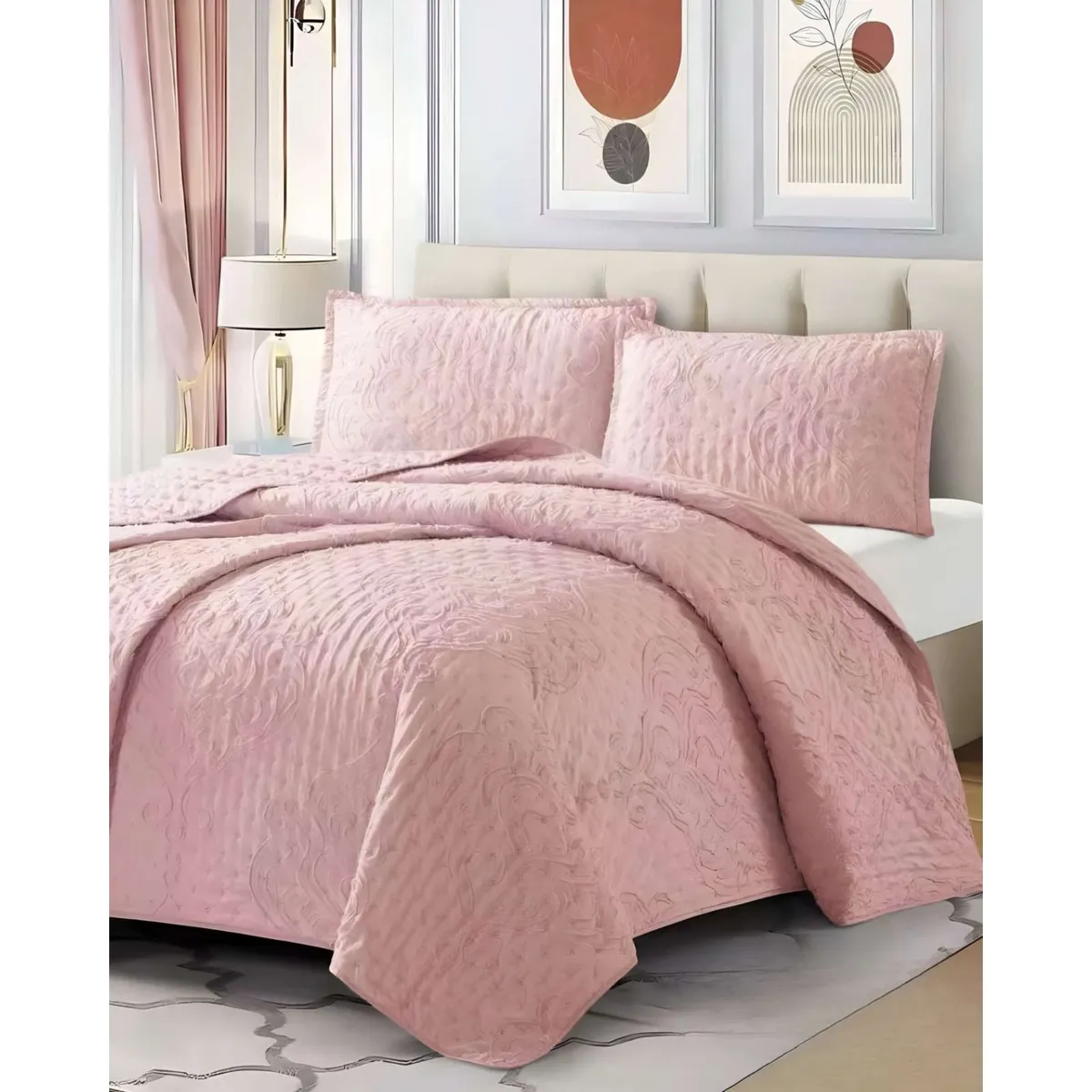 GENERICO - COBERTOR COLCHA QUILT TUFTING DE LUJO SUAVE 2 PLAZAS