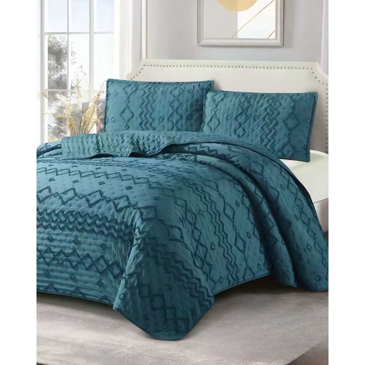 GENERICO - COBERTOR COLCHA QUILT TUFTING DE LUJO SUAVE 2 PLAZAS