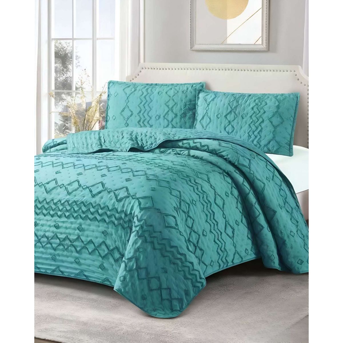 GENERICO - COBERTOR COLCHA QUILT TUFTING DE LUJO SUAVE 2 PLAZAS