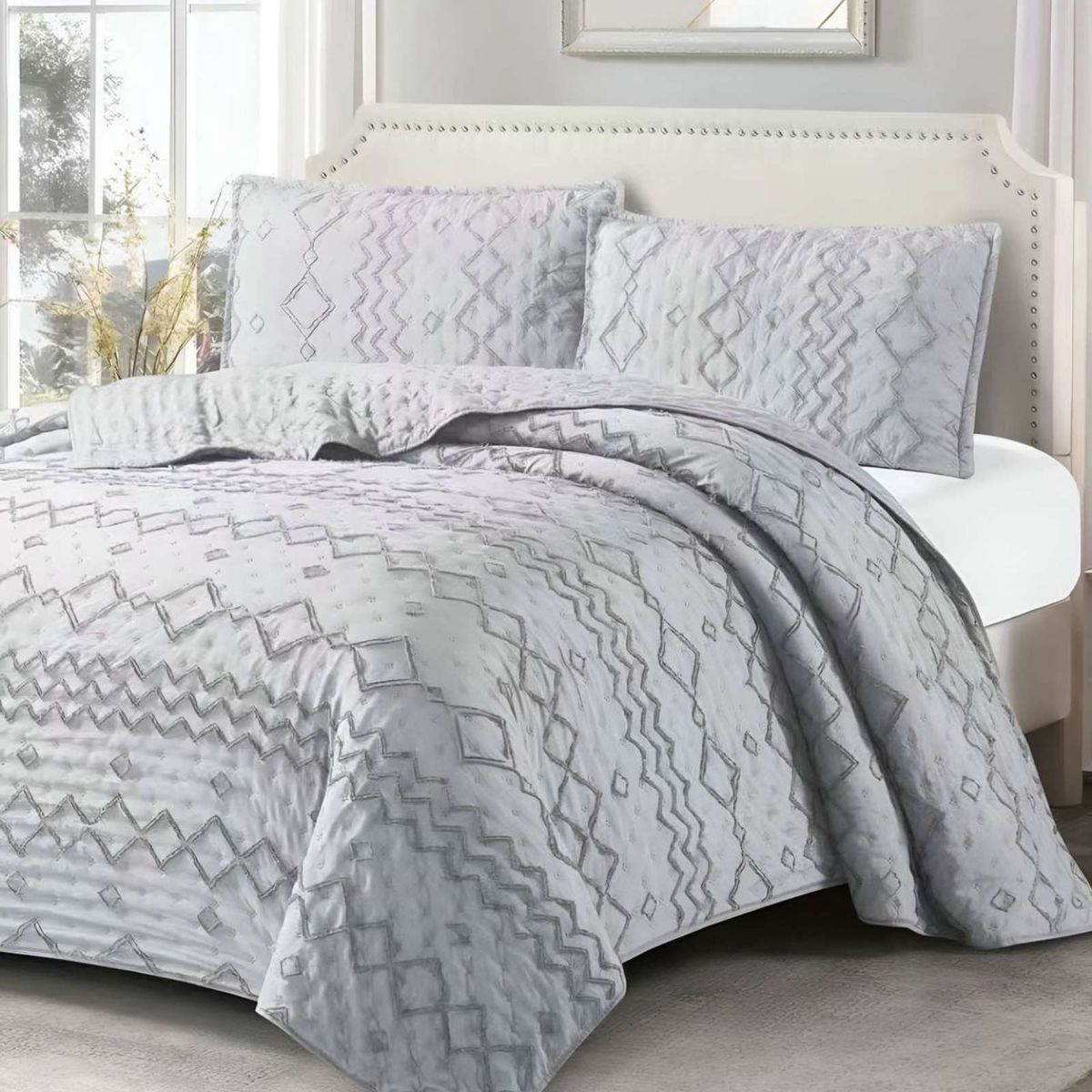 GENERICO - COBERTOR COLCHA QUILT TUFTING DE LUJO SUAVE 2 PLAZAS