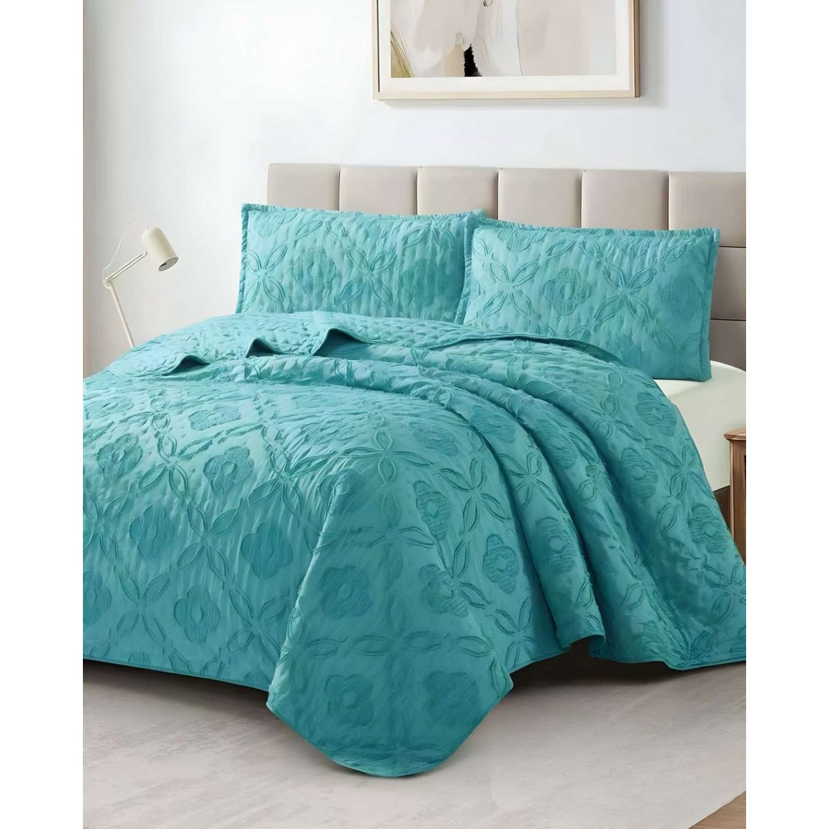 GENERICO - COBERTOR COLCHA QUILT TUFTING DE LUJO SUAVE 2 PLAZAS