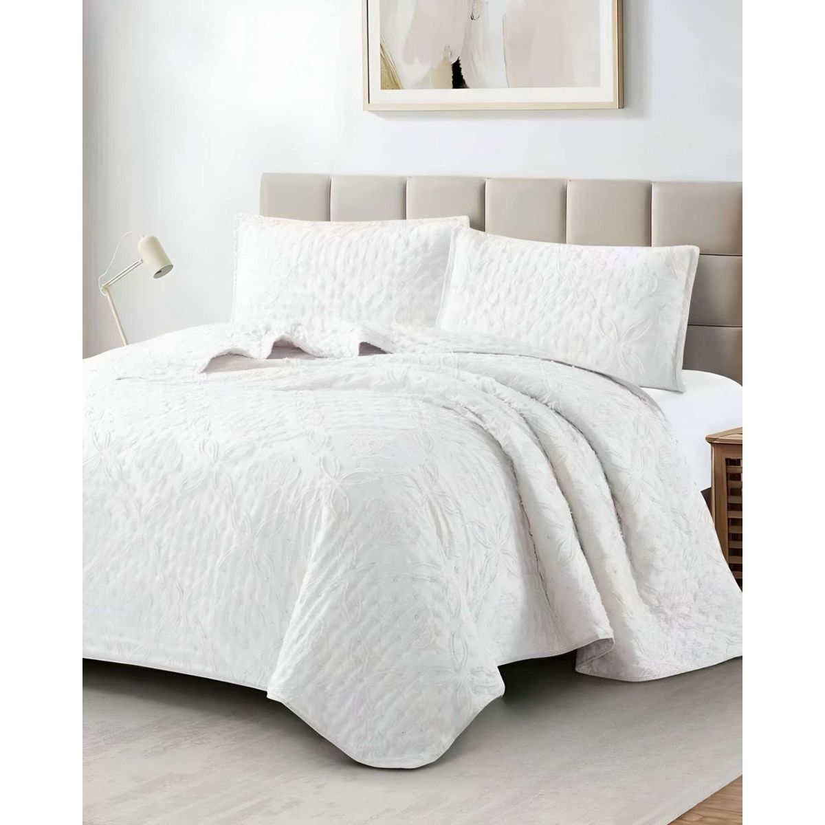 GENERICO - COBERTOR COLCHA QUILT TUFTING DE LUJO SUAVE 2 PLAZAS