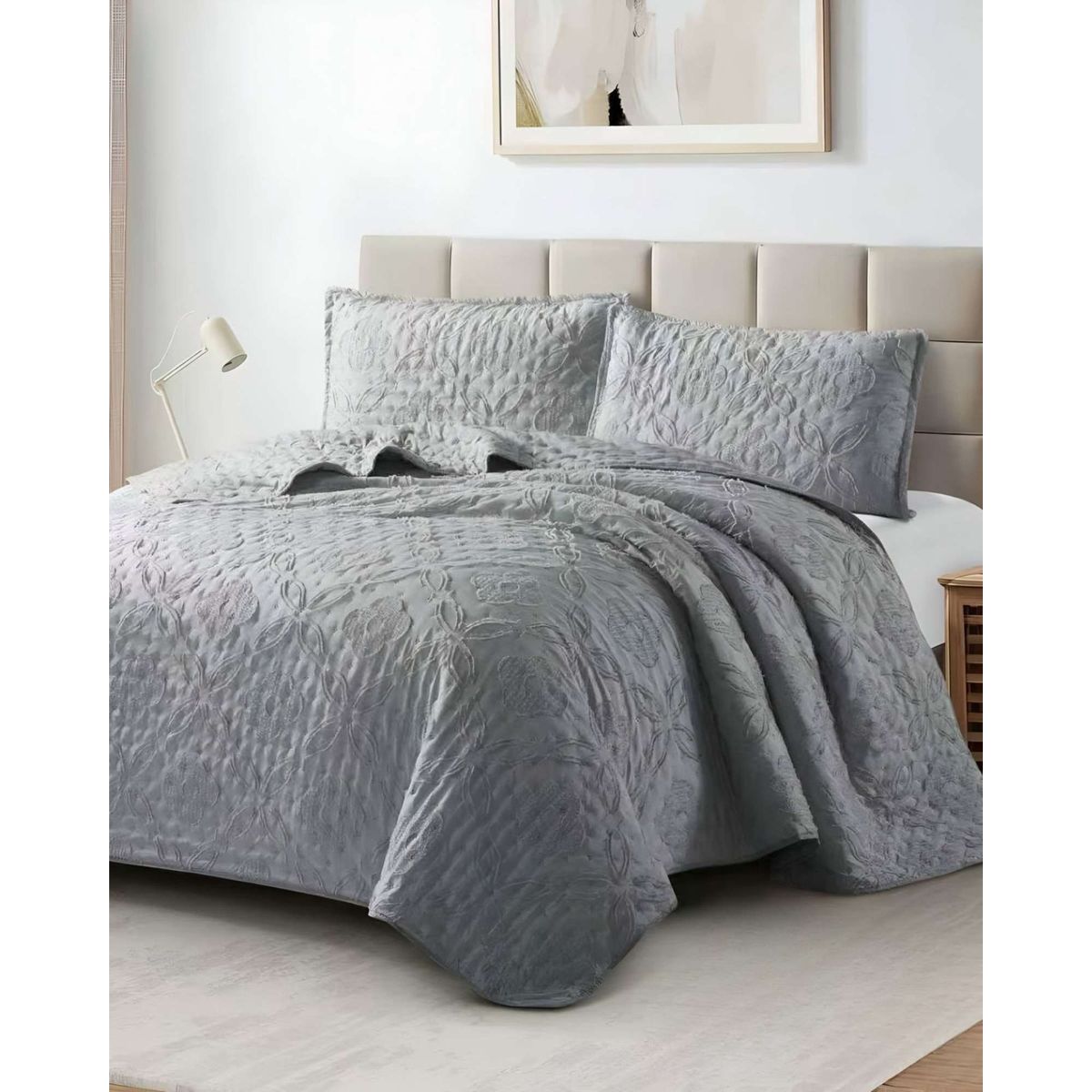 GENERICO - COBERTOR COLCHA QUILT TUFTING DE LUJO SUAVE 2 PLAZAS