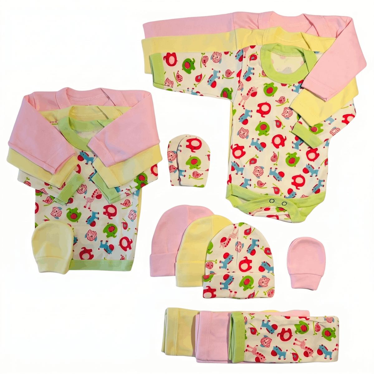 BABY - Triple Ajuar 0 a 3 Meses - 15 Piezas - 3 colores - Algodón para Bebé
