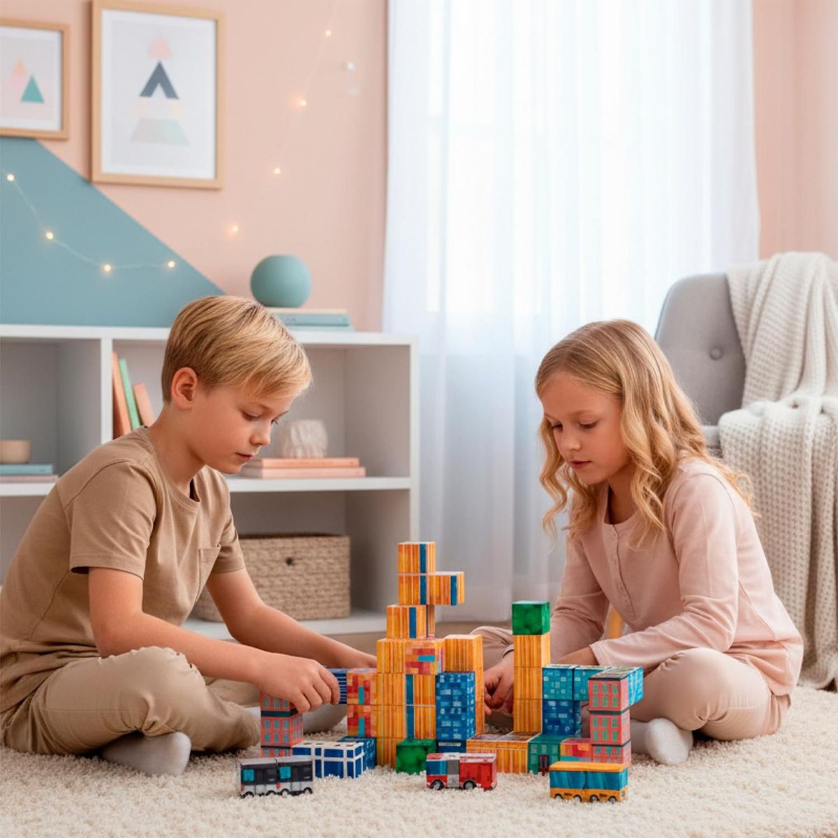 BANDU - Juego Bloques Magnéticos 114pcs MineBlocks Ciudad Bandú
