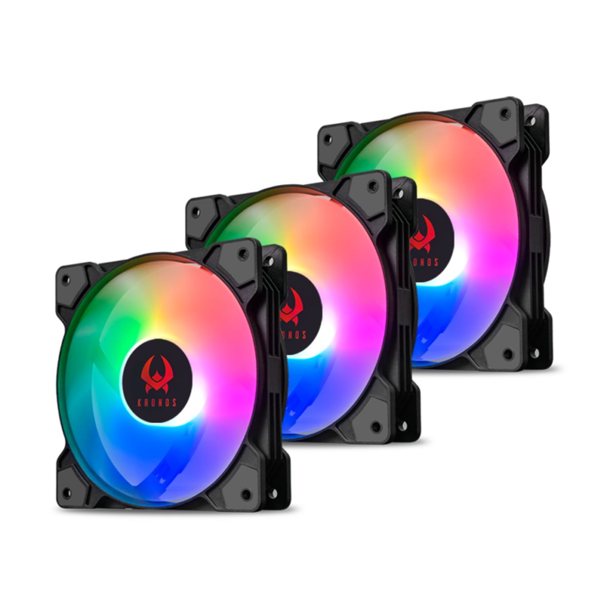 KRONOS - Kit 3 Ventiladores Cooler Kronos Boreal ARGB, 120mm, Molex