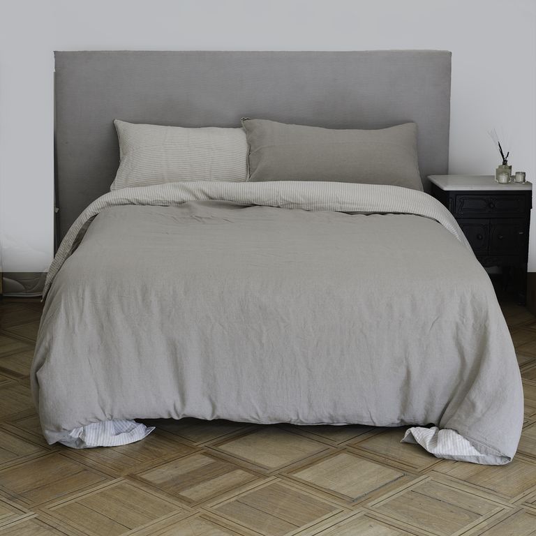 Funda de Plumon Lino Reversible Lineas Beige Super King Beige SUPER KING