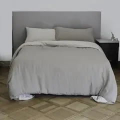 NATURALINO - Funda de Plumón Lino Reversible Lineas Beige Super King