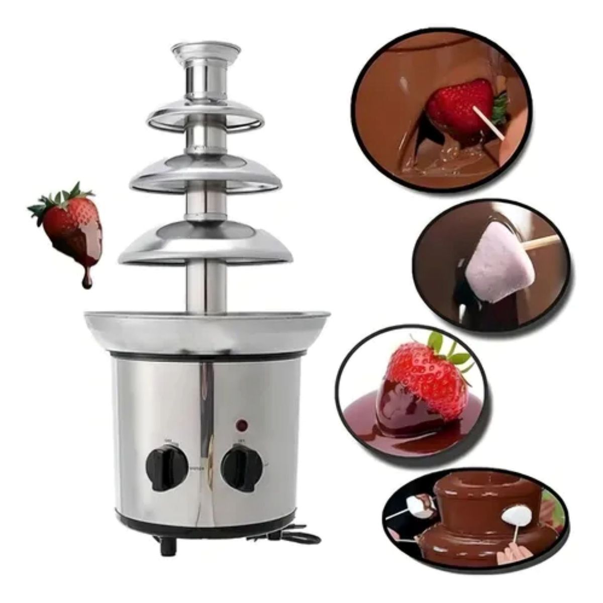 GENERICO - Cascada Fuente Chocolate Fondue 4 Niveles Acero Inoxidable Plateado