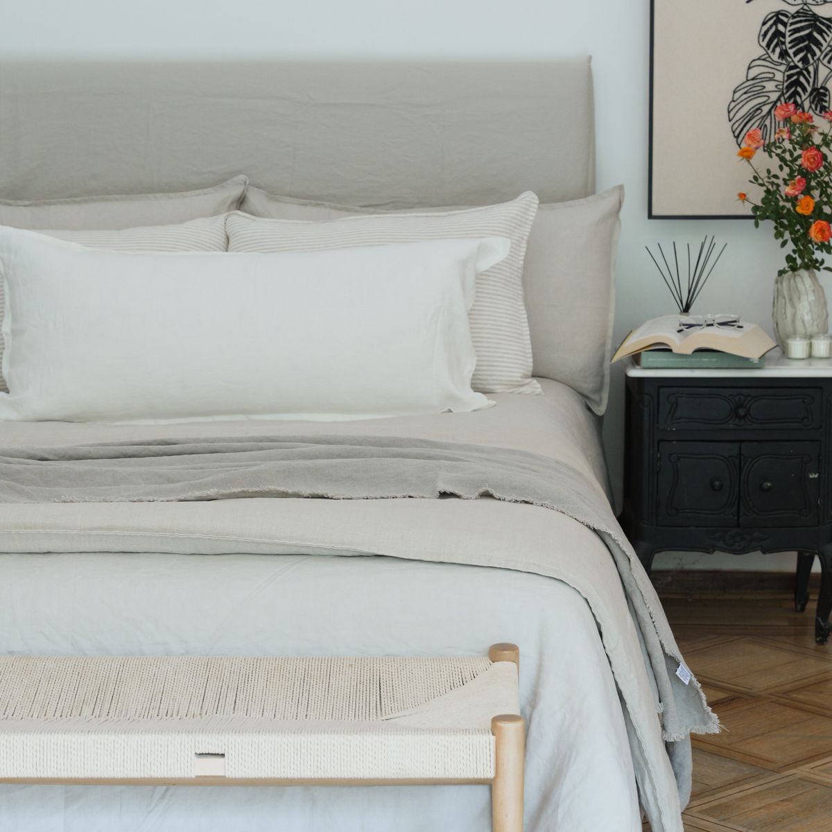 NATURALINO - Funda de Plumón Lino Blanco Super King