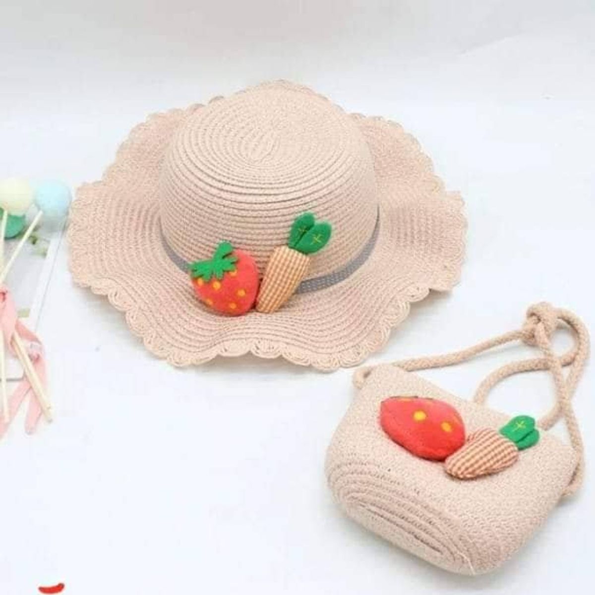 GENERICO - Pack 1 cartera y 1 gorro verano para niña 3 años a 6 años