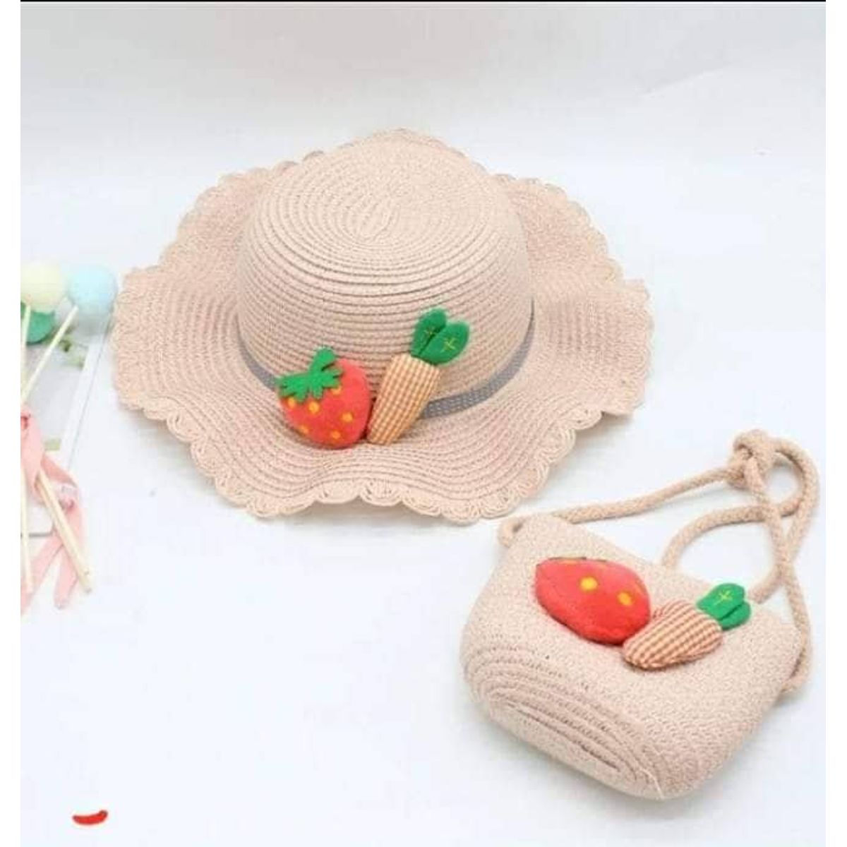 GENERICO - Pack 1 cartera y 1 gorro verano para niña 3 años a 6 años