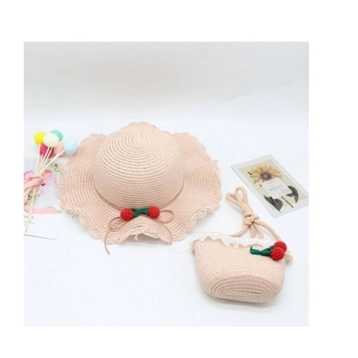 GENERICO - Pack 1 cartera y 1 gorro verano para niña 3 años a 6 años